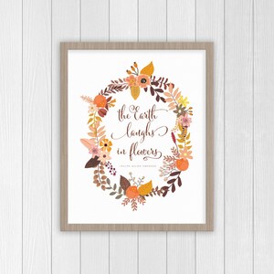 The Earth Laughs in Flowers Print | Floral Nursery Decor | Ralph Waldo Emerson Quote | Floral Wreath | Girl Room Art | Baby Girl Nursery Art bild 2