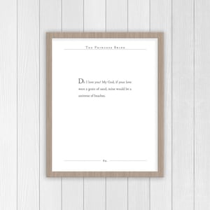 Princess Bride Love Quote | Princess Bride Print | Book Quote | Literary Gift | Classic Quote | Gifts for Wife, Husband, Spouse