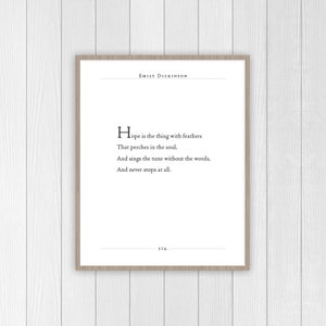 Hope is the Thing with Feathers | Emily Dickinson Poem | Classic Lit | Poetry Artwork | Poetry Poster | Literature Decor | Gifts for Readers