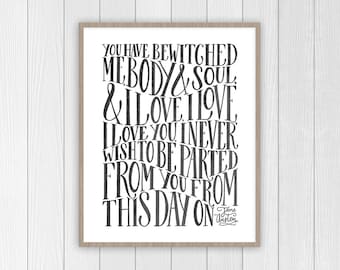 Pride and Prejudice Art | Jane Austen Quote | Classic Literature Decor | Gift for Janeite | Mr Darcy Poster | Pemberly Gift | Austenite |
