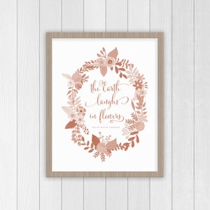 The Earth Laughs in Flowers Print | Floral Nursery Decor | Ralph Waldo Emerson Quote | Floral Wreath | Girl Room Art | Baby Girl Nursery Art bild 5