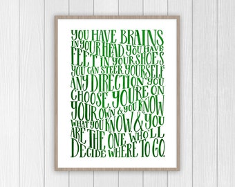 Dr. Seuss Quote | Oh, the Places You'll Go quote | Office Decor | Gifts for Graduate | Graduation Gift | Dorm Decor | Graduation Present