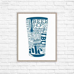Typography Beer Poster | Bar Art | Father&#39;s Day Gift | Gifts for Husband | Gifts for Dad, Men, Brother