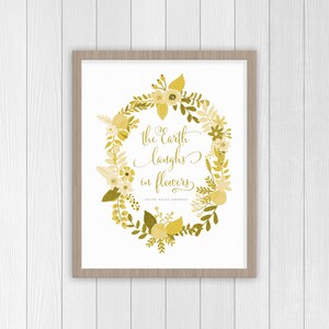 The Earth Laughs in Flowers Print | Floral Nursery Decor | Ralph Waldo Emerson Quote | Floral Wreath | Girl Room Art | Baby Girl Nursery Art bild 4