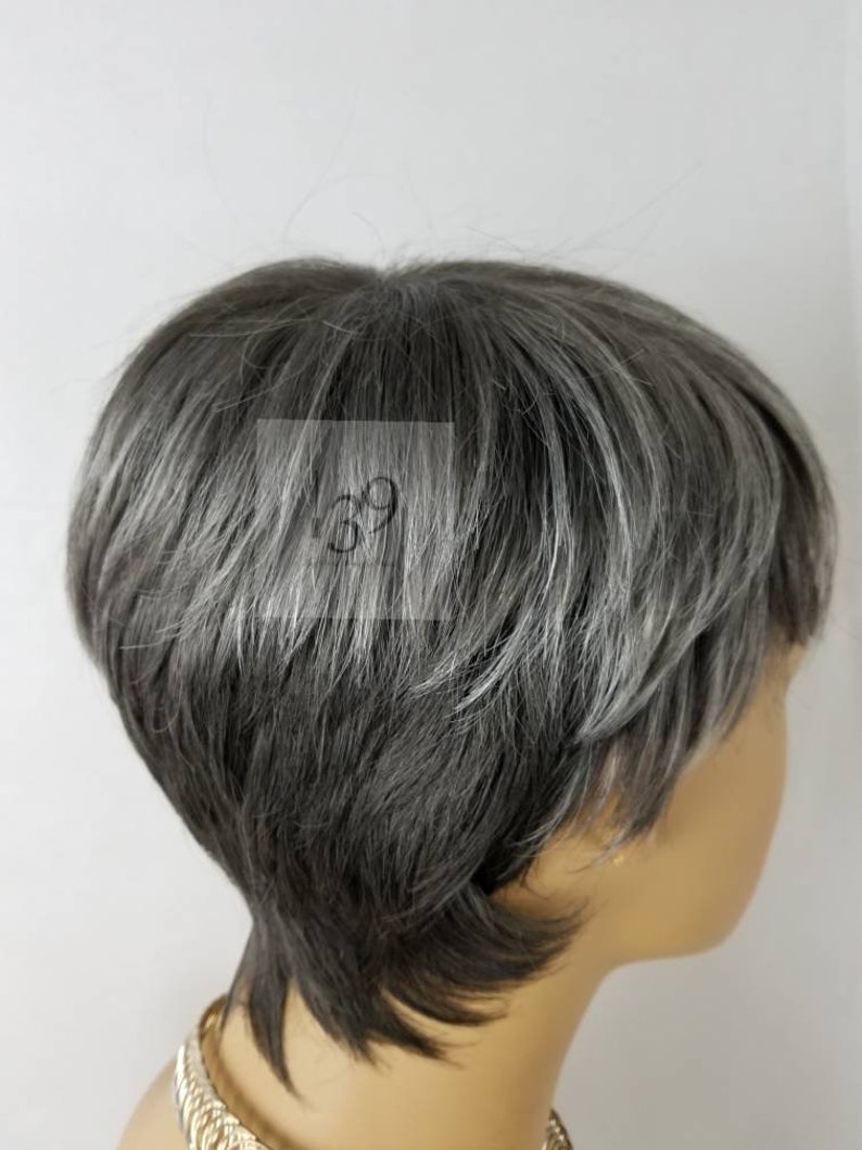 Short Grey Tapered Pixie Wig