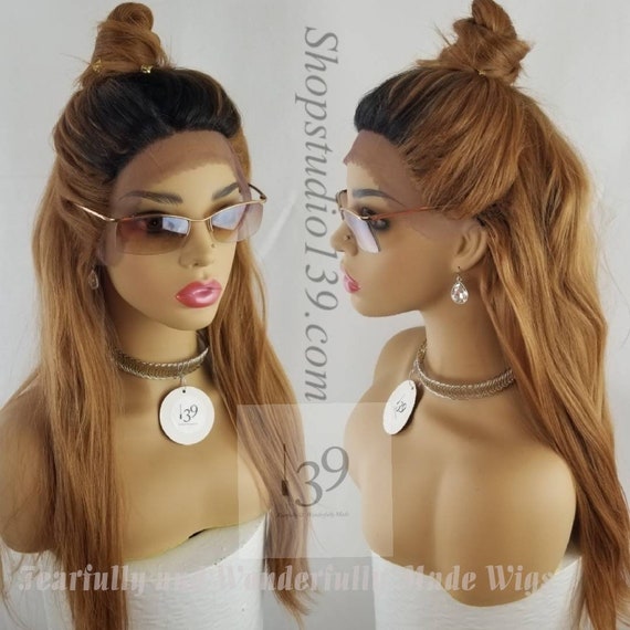 Bebe Honey Blonde Ombre Lace Front Wig With Top Knot And Etsy