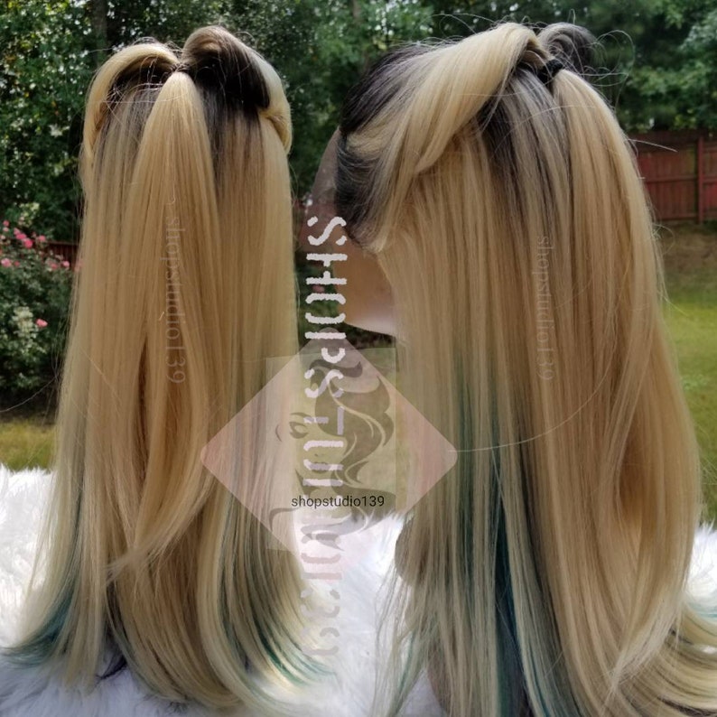 Human Hair Blonde Ombre Lace Front Wig With Mixed Colors Etsy