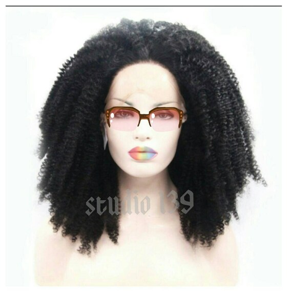 Big Hair Don T Care Kinky Curly Afro Lace Front Wig Etsy