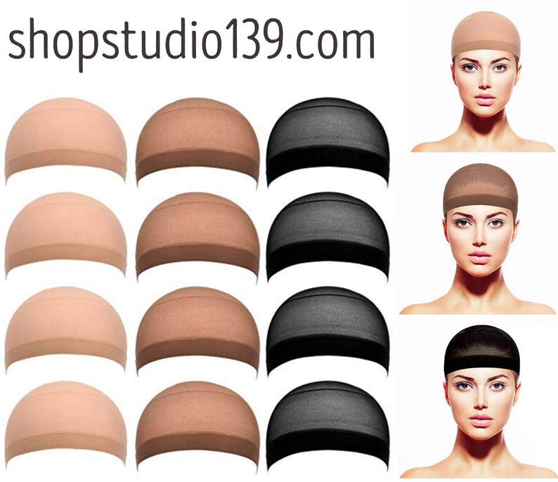 8pcs 12pcs 30pcs Wig Cap Wig Liner Wig Stocking sleep Cap cool Stretch ship from USA Black LightBrown or natural Beige colors Available