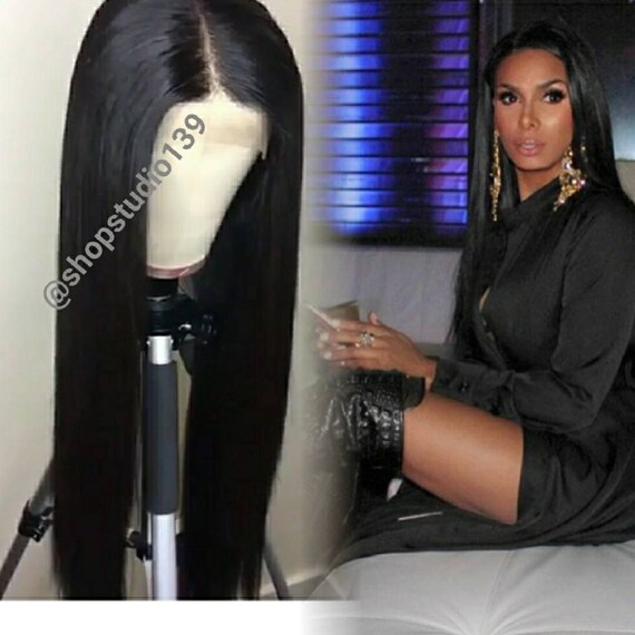 Custom Made Bone Straight Human Hair Lace Front Wig Etsy