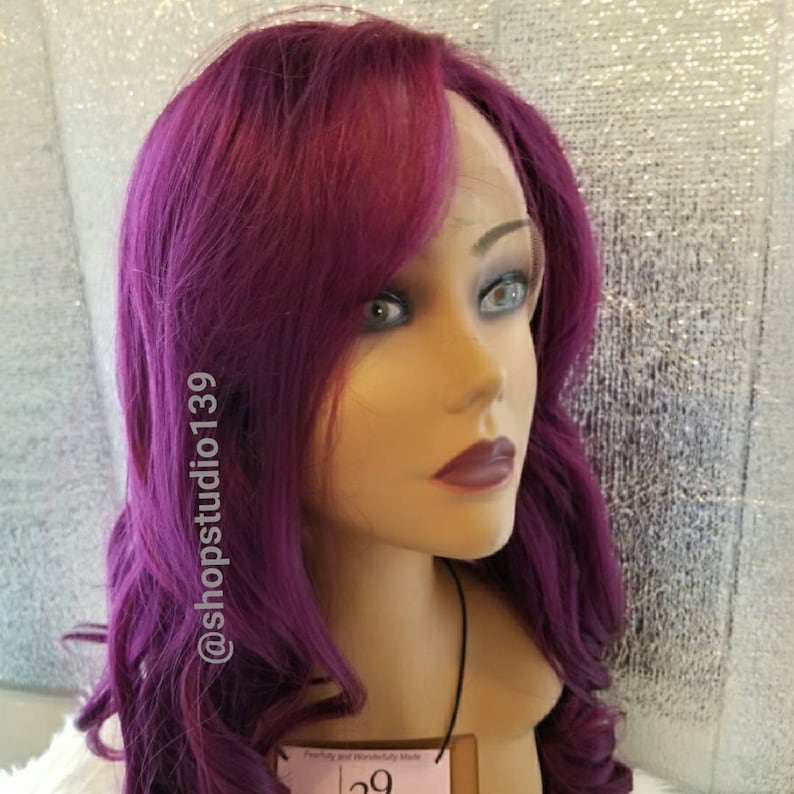 Custom made and colored deep purple body wave lace front wig 24inches