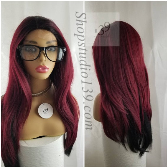 Burgundy Ombre Lace Front Wig With Shifting Part Perfect For Etsy