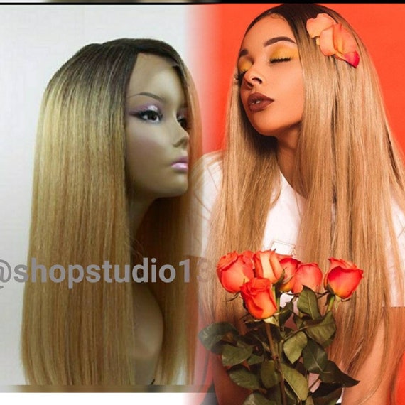 Human Hair 1b 27 Lace Front Wig Etsy