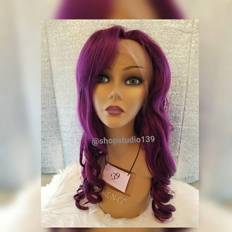 Custom made and colored deep purple body wave lace front wig 24inches