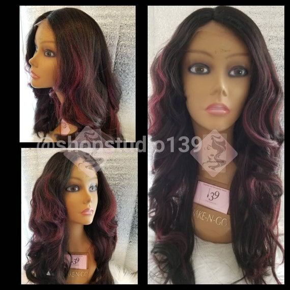 Human Hair Lace Front Wig With Natural Part And Burgundy Etsy