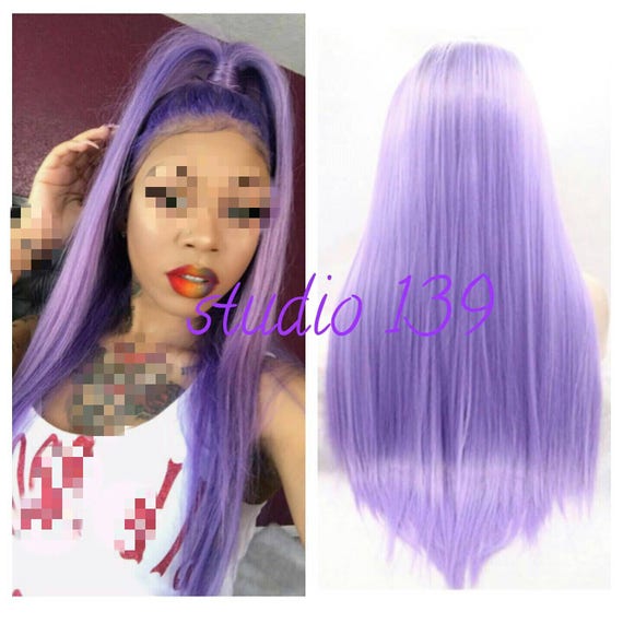 Purple Ombre Dark Roots Lace Front Wig