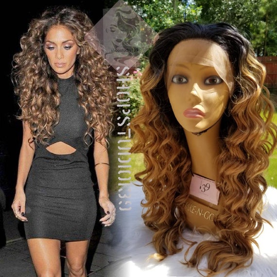 Beautiful Honey Blonde Ombre Curly Lace Front Wig Perfect For Etsy