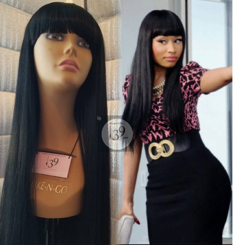 Celebrity Inspiredhuman Hair China Bangs Long 28 Inches Black Etsy