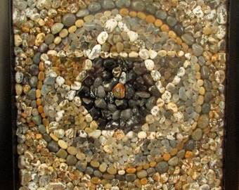 Star of David Mandala Jasper/Agate 12 x 12 Handmade Framed Art