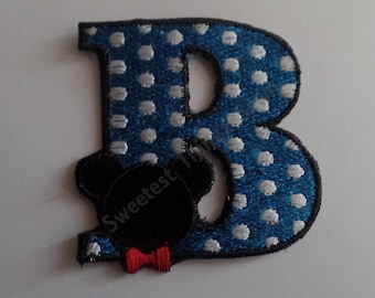 Embroidered Iron on, Custom Iron On, Initial Iron, Mouse Patch, Mickey Mouse Iron On, Letter iron on, Iron on name patch