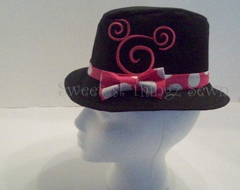 Fedora Hat/ Minnie Mouse Hat/ Polka Dot Hat/ Handmade Hat