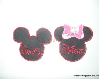 Iron on Patch, Custom Iron on Name patch, Mickey Iron on, Minnie Iron on,