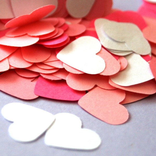 100 small paper HEARTs, Die cut Heart, die cut paper hearts, heart garland, small hearts, wedding confetti, pink heart shaped, paper garland