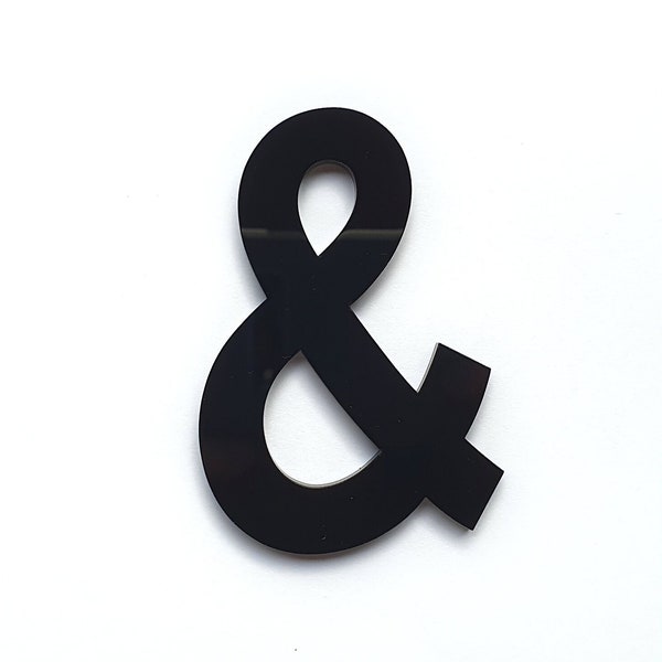 Black acrylic ampersand, 2" - 20", Acrylic ampersand cutout, Ampersand wall decor, Acrylic cut out shapes for crafts and decorations