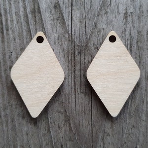 Holz Raute Ohrring Rohlinge, 10, 50 oder 100 Stück, Holz Ohrring Rohlinge, Holz Ohrring Anhänger, Diamant Form Ohrring Rohlinge, Holz Anhänger