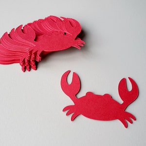 Découpe de crabe, PLUSIEURS TAILLES, 20 pièces, Découpe de crabe, Crabes en papier, Découpes de papier, Découpes de poisson crabe, Décorations de fête sous-marine