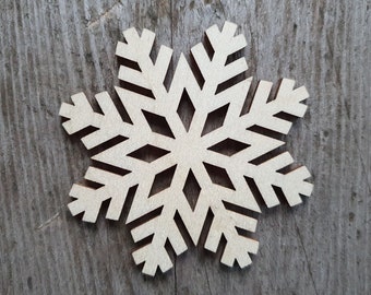 Snowflake shape, 3" - 20", Snowflake cut out, Laser Cut, Unfinished Wood, Cutout Shapes, Wooden cutouts, Snowflake cutouts, Holiday shapes