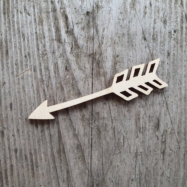 Wooden arrow cut out, 2" - 20", Arrow shape, Laser Cut arrow, Unfinished Wood, Cutout Shapes, Wooden cutouts, Wooden arrow feathered