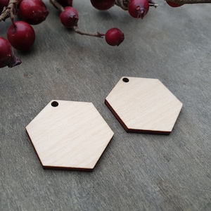 Wooden Hexagon Earring Blanks for Jewelry Making, Wooden Earring Pieces, Wood Hexagon DIY Jewellery Supplies