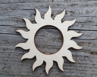 Sun shape, 2"- 20", Sun cut out, Laser Cut sun shape, Unfinished Wood, Cutout Shapes, Wooden cutouts, Sun cutouts, Sun shaped blanks