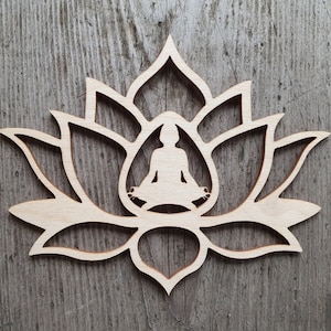 Lotus Flower Wood Cutout - DIY Yoga Decor - Premium 1/8-Inch Thick Plywood