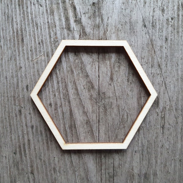 Hexagon outline shape, 3" - 20", Hexagon outline cut out, Wooden hexagon cutouts, Honeycomb outline shape