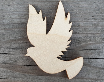 Bird shape, 3" - 20", Dove cut out, Laser Cut doves, Unfinished wood cutouts, Wooden cut out shapes for crafts, Bird cutouts