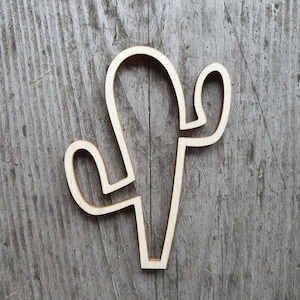 Cactus outline shape, 3&quot; - 20&quot;, Cactus cut out, Wooden cutout shapes for crafts and decorations, Wood cactus cutouts