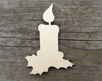 Christmas candle shape, 2" - 20", Christmas candle cut out, Laser Cut, Unfinished Wood, Wooden cutouts, Christmas cutouts