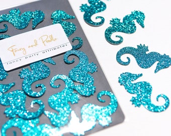 Glitter Paper Seahorse Confetti - 2 inches Tall - 12 pieces - Choose COLOR!