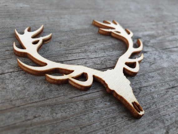 Antler Wood Cutouts, DIY Craft Shapes, Unfinished Wood Blanks