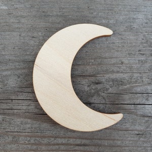 Forme de lune, PLUSIEURS TAILLES, Lune découpée, Croissant de lune découpé au laser, Bois brut, Formes découpées, Découpes en bois, Découpes de croissant de lune