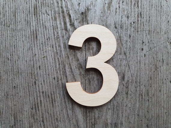 Wooden Numbers, unfinished Plywood, 3-in, 10-pc, Numbers 0 to 9