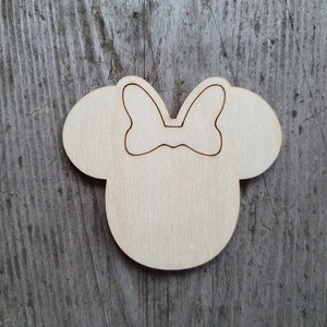 Girl mouse head shape, 3" - 20", Mouse cut out, Laser Cut, Unfinished Wood cutout shapes for crafts and decorations, Girl bear head shape