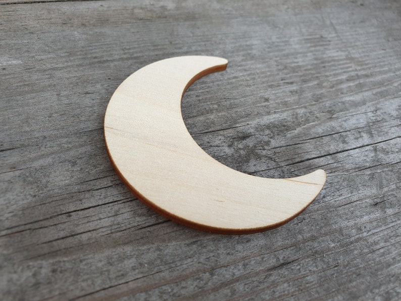 Wooden cutouts MULTIPLE SIZES Cutout Shapes Laser Cut moon crescent Moon shape Unfinished Wood Moon cut out Moon crescent cutouts