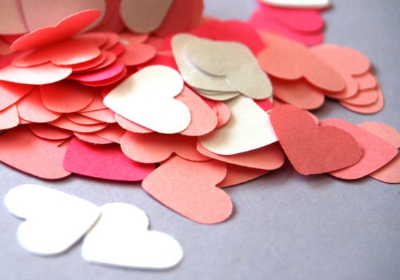 100 Small Paper Hearts, Die Cut Heart, Die Cut Paper Hearts, Heart Garland,  Small Hearts, Wedding Confetti, Pink Heart Shaped, Paper Garland 