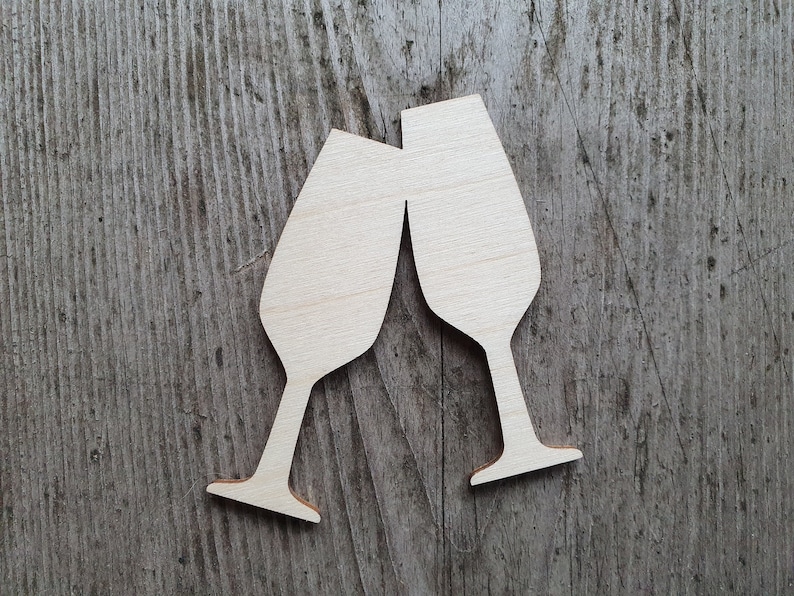 Champagne flute glass shape Unfinished Wood Laser Cut Champagne glass cut out Cutout Shapes for crafts and decorations MULTIPLE SIZES