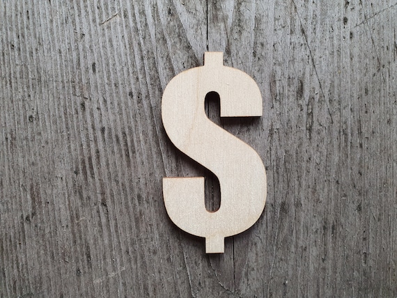 Dollar Sign Shape, MULTIPLE SIZES, Wooden Cutouts, Laser Cut Wooden Shapes  for Crafts and Decorations, Unfinished Wood, Dollar Sign Cut Out 