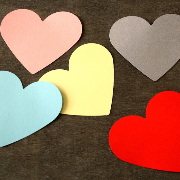 Any color 3'' paper hearts, 50 pcs cardstock cutout