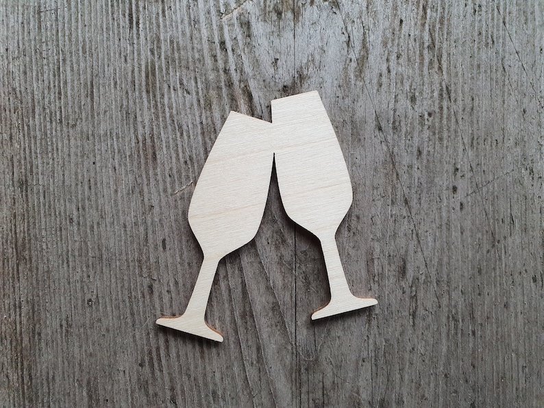 Champagne flute glass shape Unfinished Wood Laser Cut Champagne glass cut out Cutout Shapes for crafts and decorations MULTIPLE SIZES